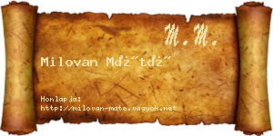 Milovan Máté névjegykártya